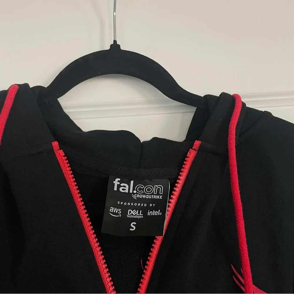 Crowdstrike Falcon 2025 Black Full Zip Hoodie with Red Trim